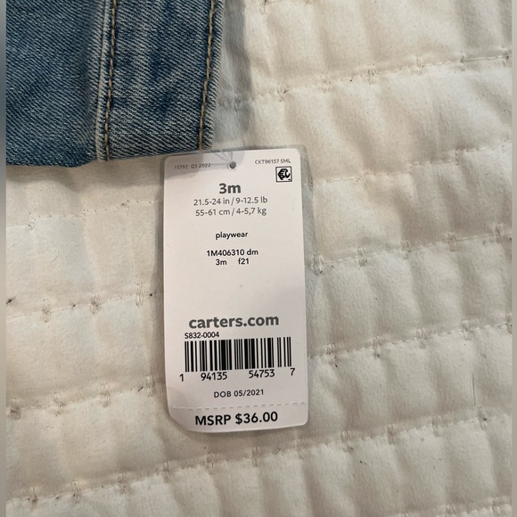 NWT sz 3M Carter's Baby Denim Jacket- size 3M - Picture 4 of 5